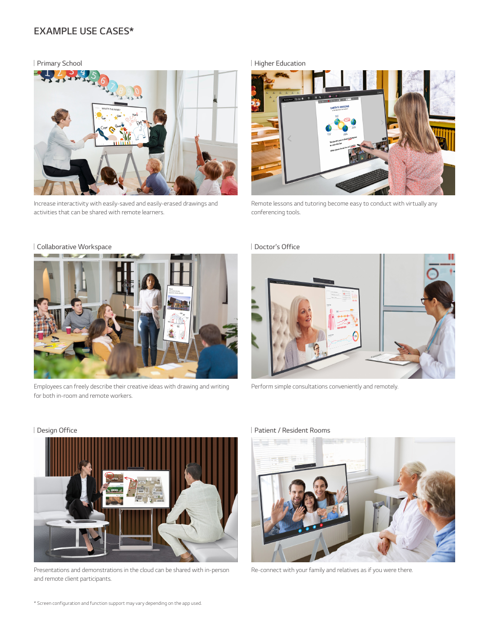 Example use cases | LG One:Quick Flex 43" 4K UHD All-in-One Commercial IPS LED Touch Display User Manual | Page 4 / 6