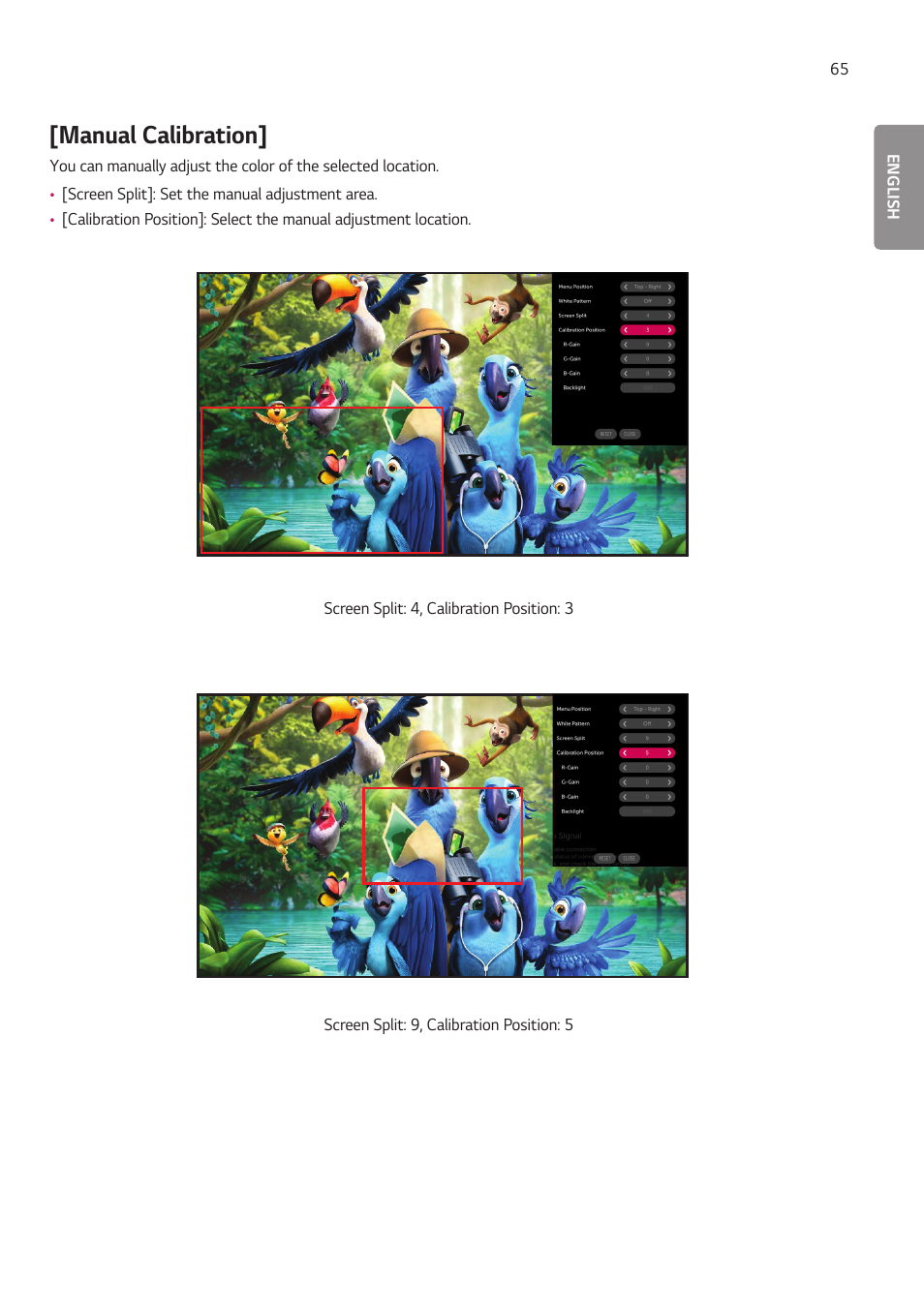 Manual calibration | LG BH5F-M 86" 4K UHD Ultra-Stretch Digital Signage Commercial Monitor User Manual | Page 100 / 134