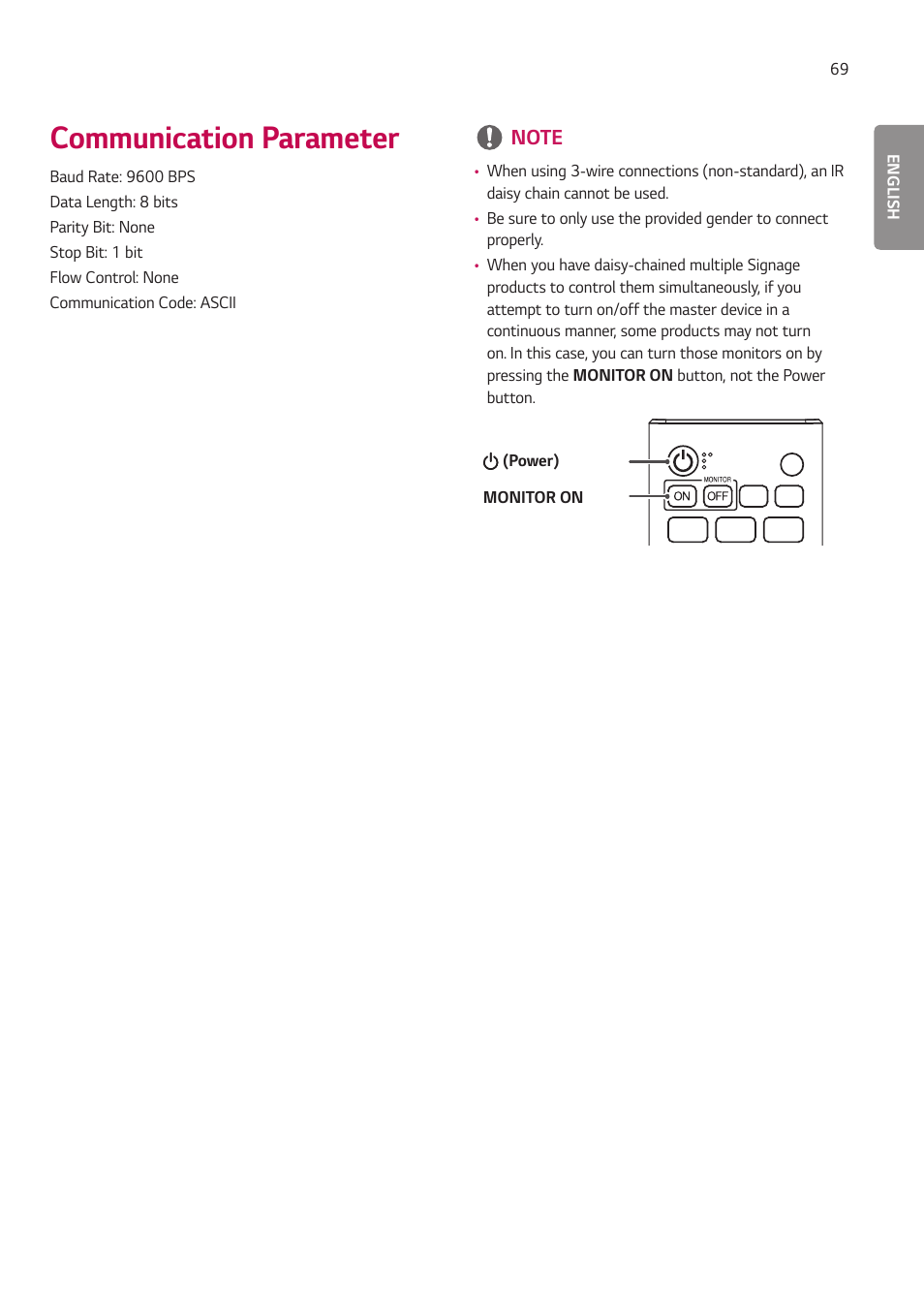 Communication parameter | LG BH5F-M 86" 4K UHD Ultra-Stretch Digital Signage Commercial Monitor User Manual | Page 104 / 134