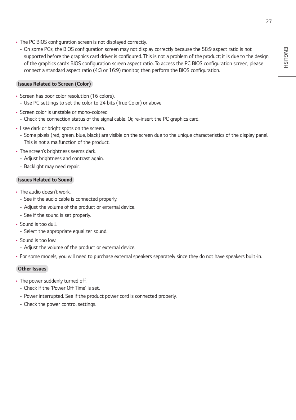 LG BH5F-M 86" 4K UHD Ultra-Stretch Digital Signage Commercial Monitor User Manual | Page 27 / 134