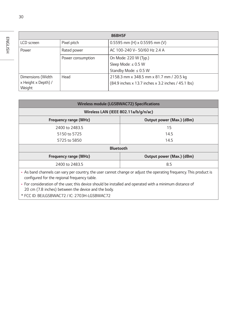 LG BH5F-M 86" 4K UHD Ultra-Stretch Digital Signage Commercial Monitor User Manual | Page 30 / 134