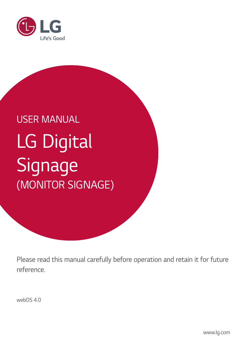 User manual, Lg digital signage | LG BH5F-M 86" 4K UHD Ultra-Stretch Digital Signage Commercial Monitor User Manual | Page 36 / 134