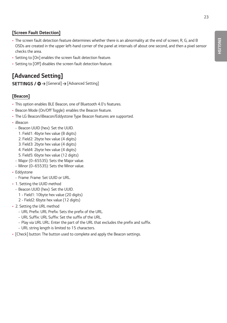 Advanced setting | LG BH5F-M 86" 4K UHD Ultra-Stretch Digital Signage Commercial Monitor User Manual | Page 58 / 134