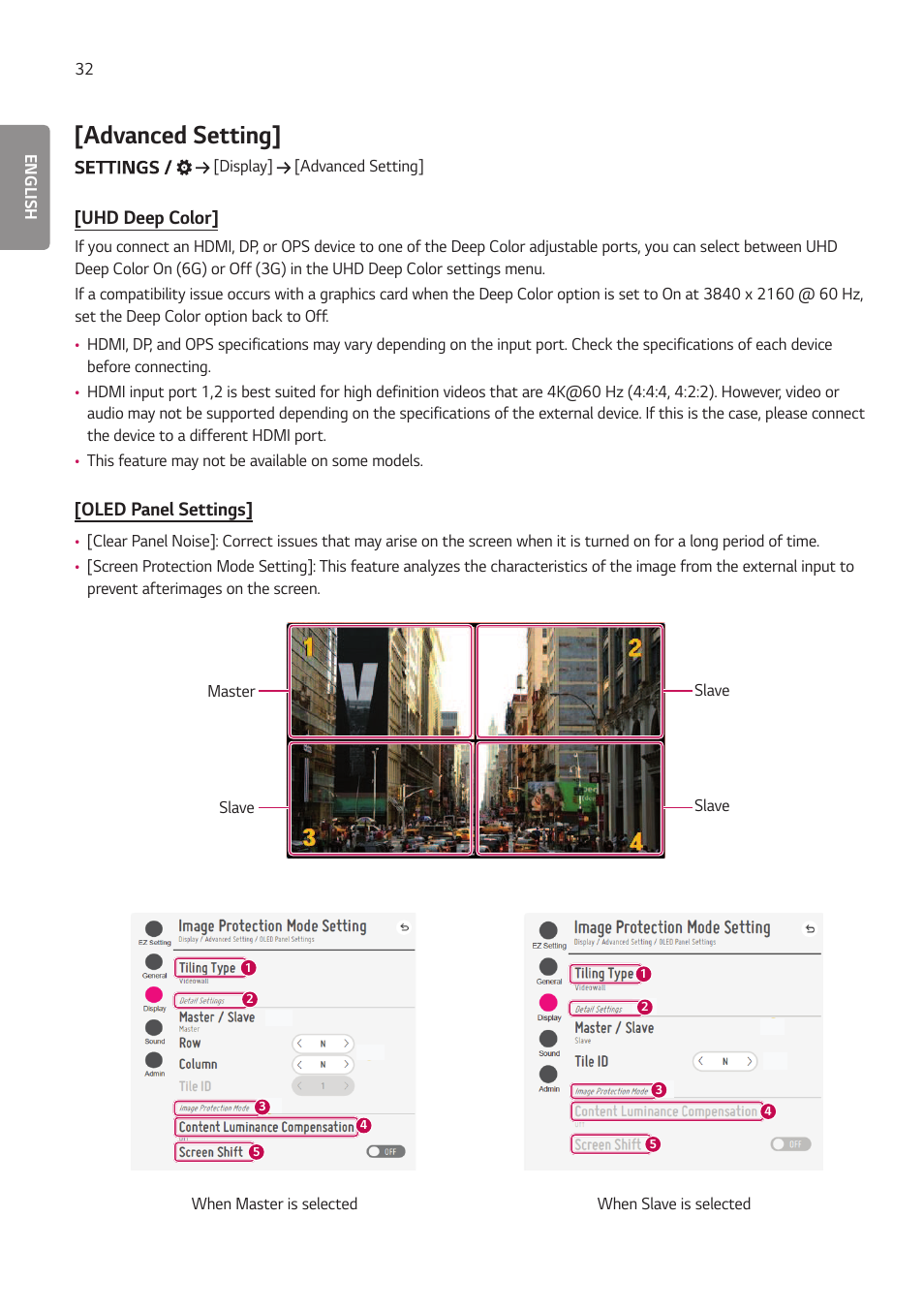 Advanced setting | LG BH5F-M 86" 4K UHD Ultra-Stretch Digital Signage Commercial Monitor User Manual | Page 67 / 134
