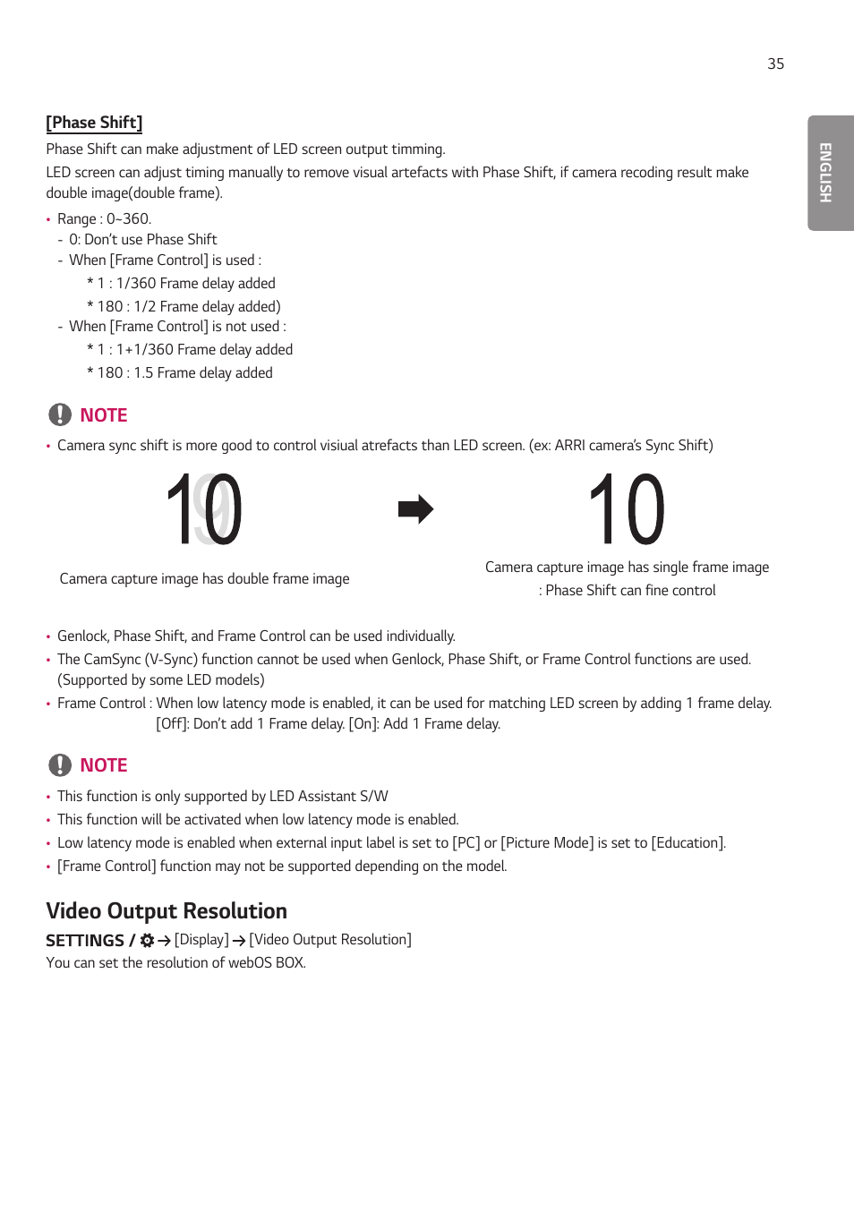 Video output resolution | LG BH5F-M 86" 4K UHD Ultra-Stretch Digital Signage Commercial Monitor User Manual | Page 70 / 134