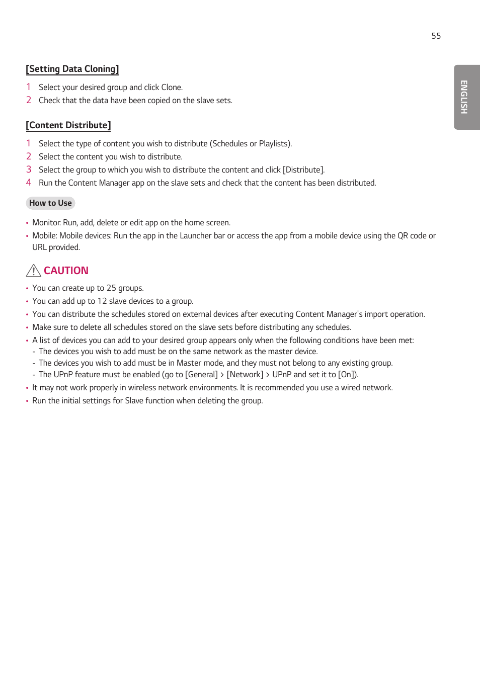 Caution | LG BH5F-M 86" 4K UHD Ultra-Stretch Digital Signage Commercial Monitor User Manual | Page 90 / 134