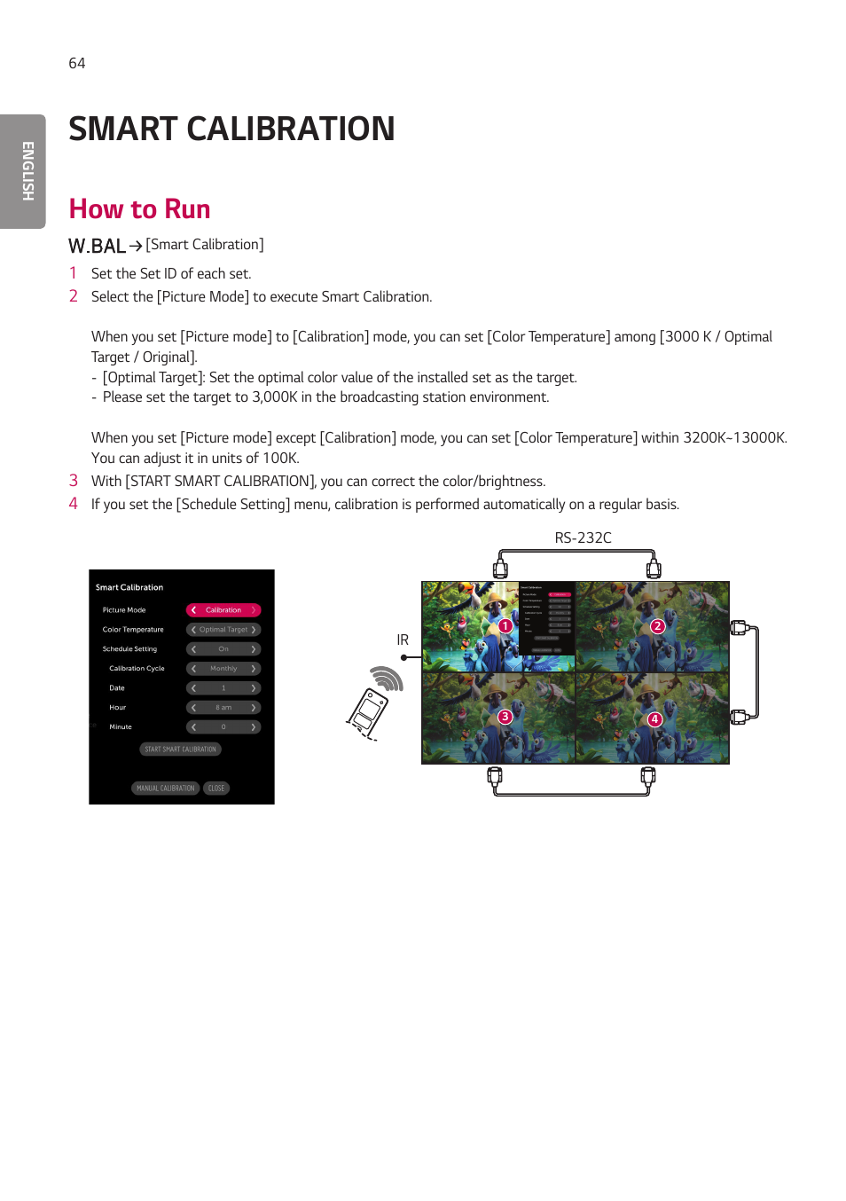 Smart calibration, How to run | LG BH5F-M 86" 4K UHD Ultra-Stretch Digital Signage Commercial Monitor User Manual | Page 99 / 134