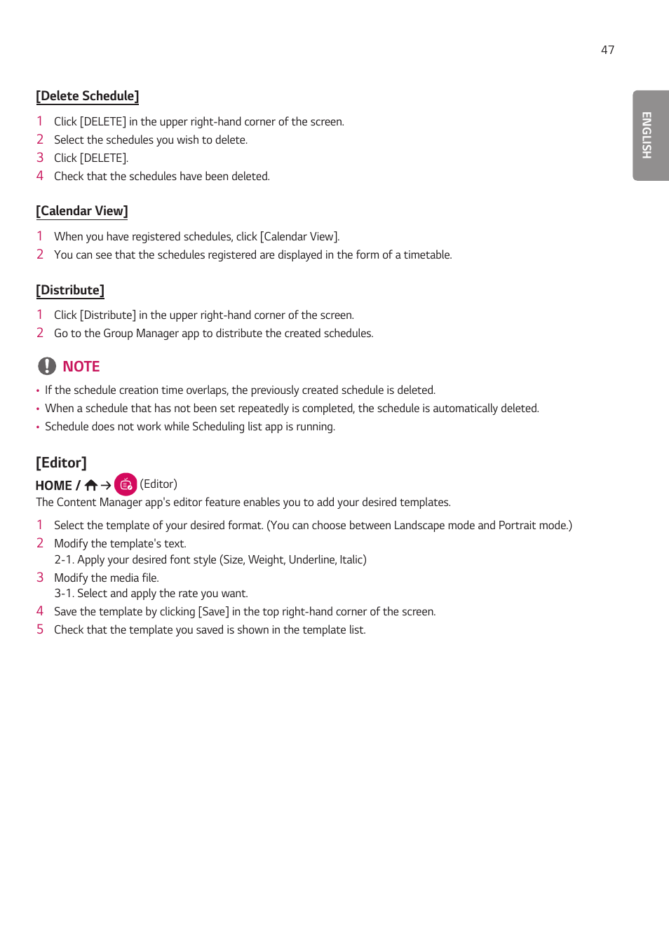 Editor | LG EW5G-V Series 55" Full HD Transparent OLED Signage Display User Manual | Page 81 / 131