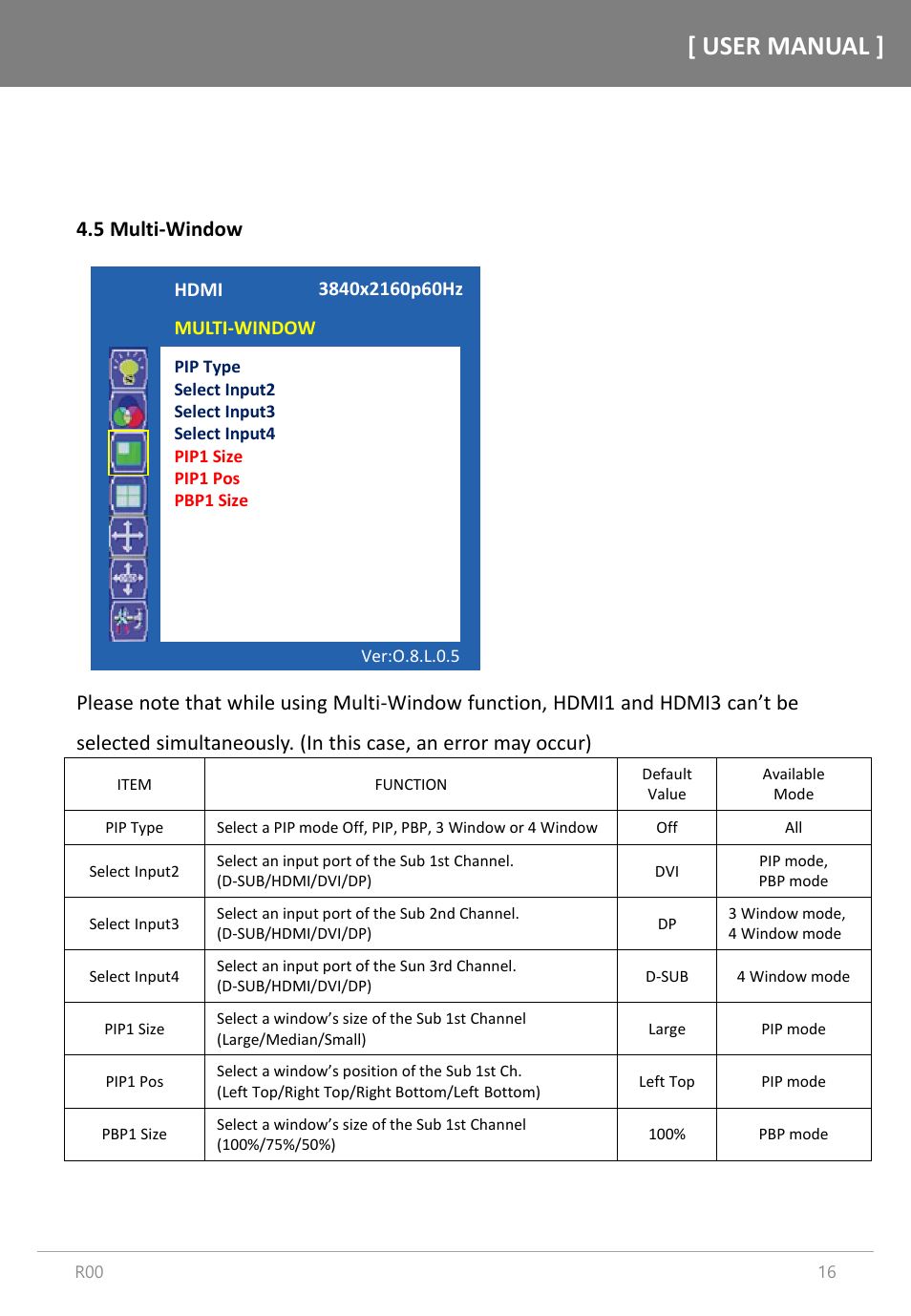 User manual | Orion Images R4N49NNU 48.5" 4K UHD Video Wall Display User Manual | Page 16 / 35