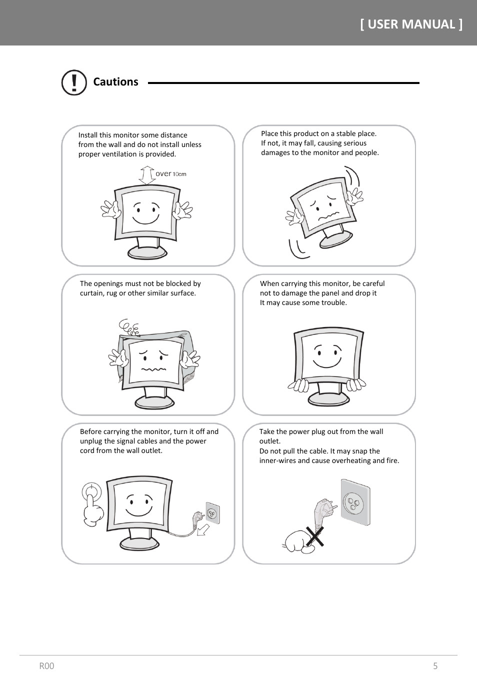 User manual, Cautions | Orion Images R4N49NNU 48.5" 4K UHD Video Wall Display User Manual | Page 5 / 35