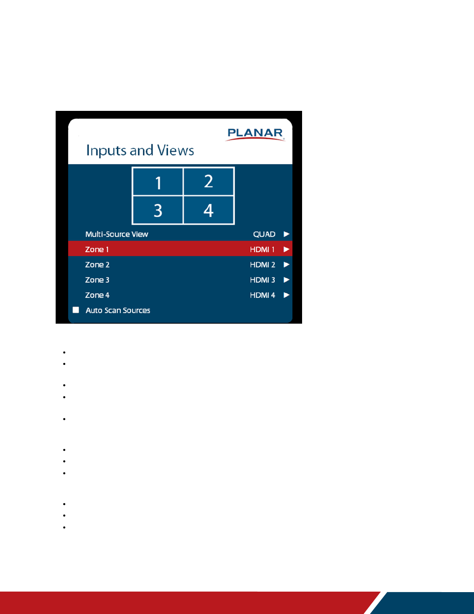 Inputs and views menu | Planar Systems UltraRes P Series 49" UHD 4K Commercial Monitor User Manual | Page 43 / 133