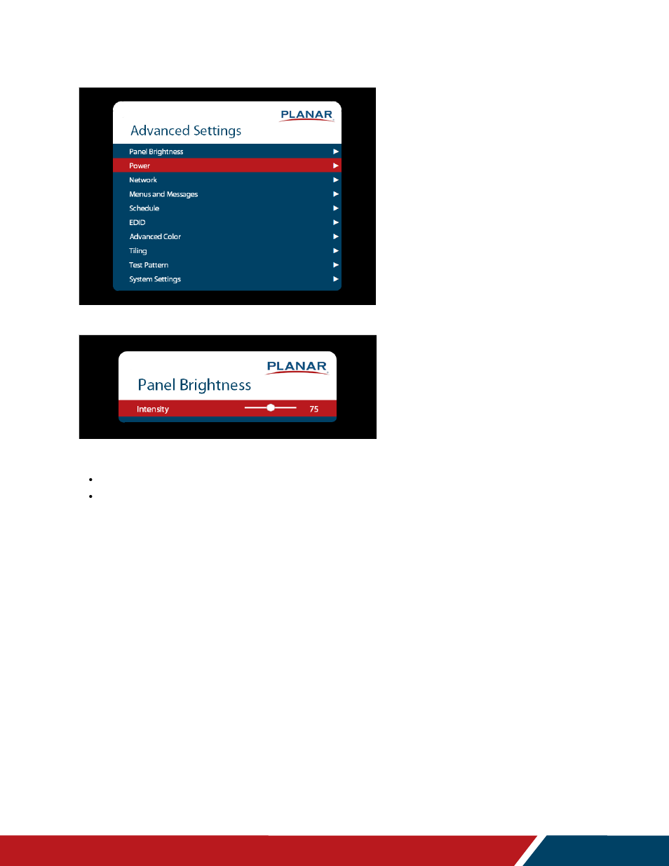 Advanced settings menu, 4 advanced settings menu | Planar Systems UltraRes P Series 49" UHD 4K Commercial Monitor User Manual | Page 51 / 133