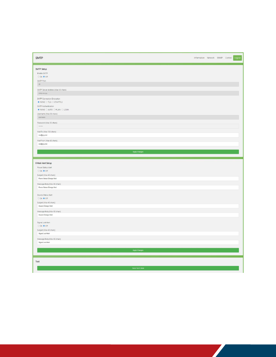 Smtp | Planar Systems UltraRes P Series 49" UHD 4K Commercial Monitor User Manual | Page 98 / 133