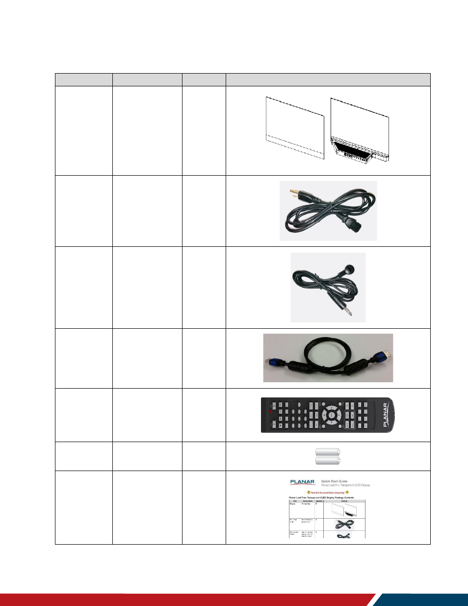 Package contents | Planar Systems LO552 55" Full HD Transparent OLED Commercial Monitor User Manual | Page 15 / 72