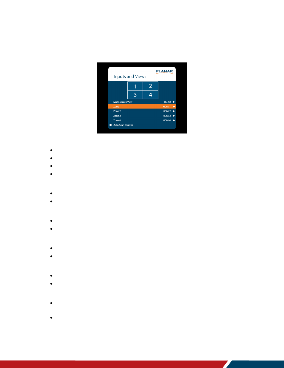 Inputs and views menu | Planar Systems LO552 55" Full HD Transparent OLED Commercial Monitor User Manual | Page 32 / 72