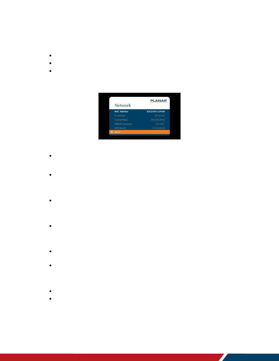 Network submenu, 3 network submenu | Planar Systems LO552 55" Full HD Transparent OLED Commercial Monitor User Manual | Page 41 / 72