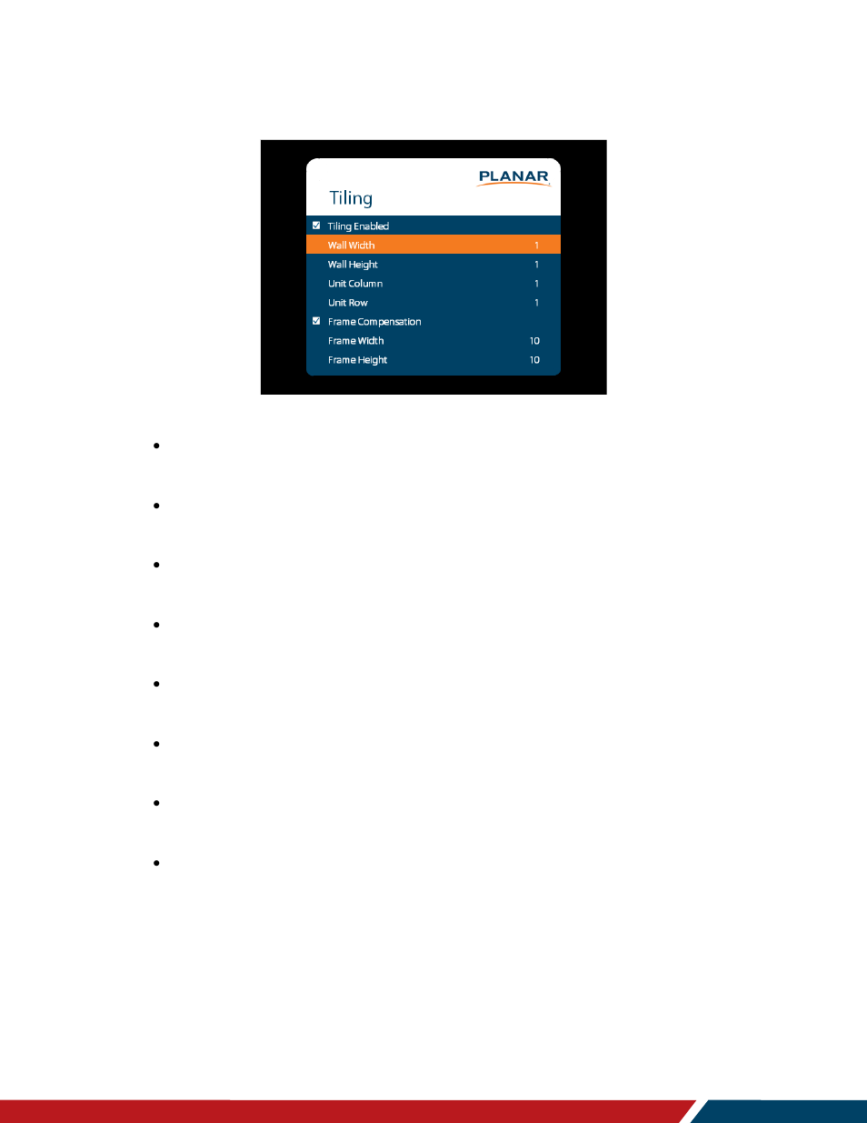 Tiling | Planar Systems LO552 55" Full HD Transparent OLED Commercial Monitor User Manual | Page 48 / 72