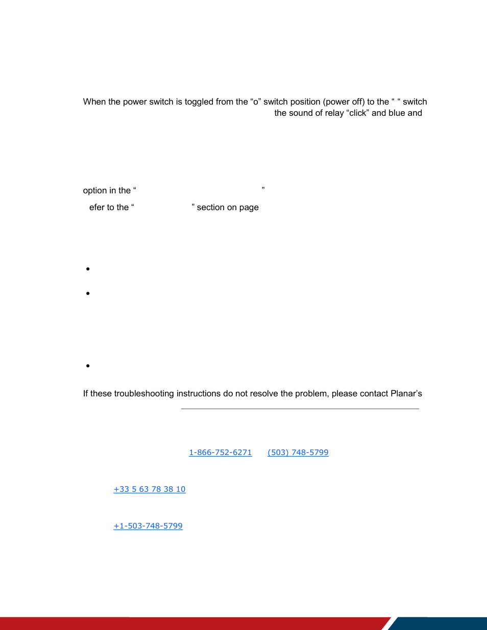 Troubleshooting | Planar Systems LO552 55" Full HD Transparent OLED Commercial Monitor User Manual | Page 62 / 72