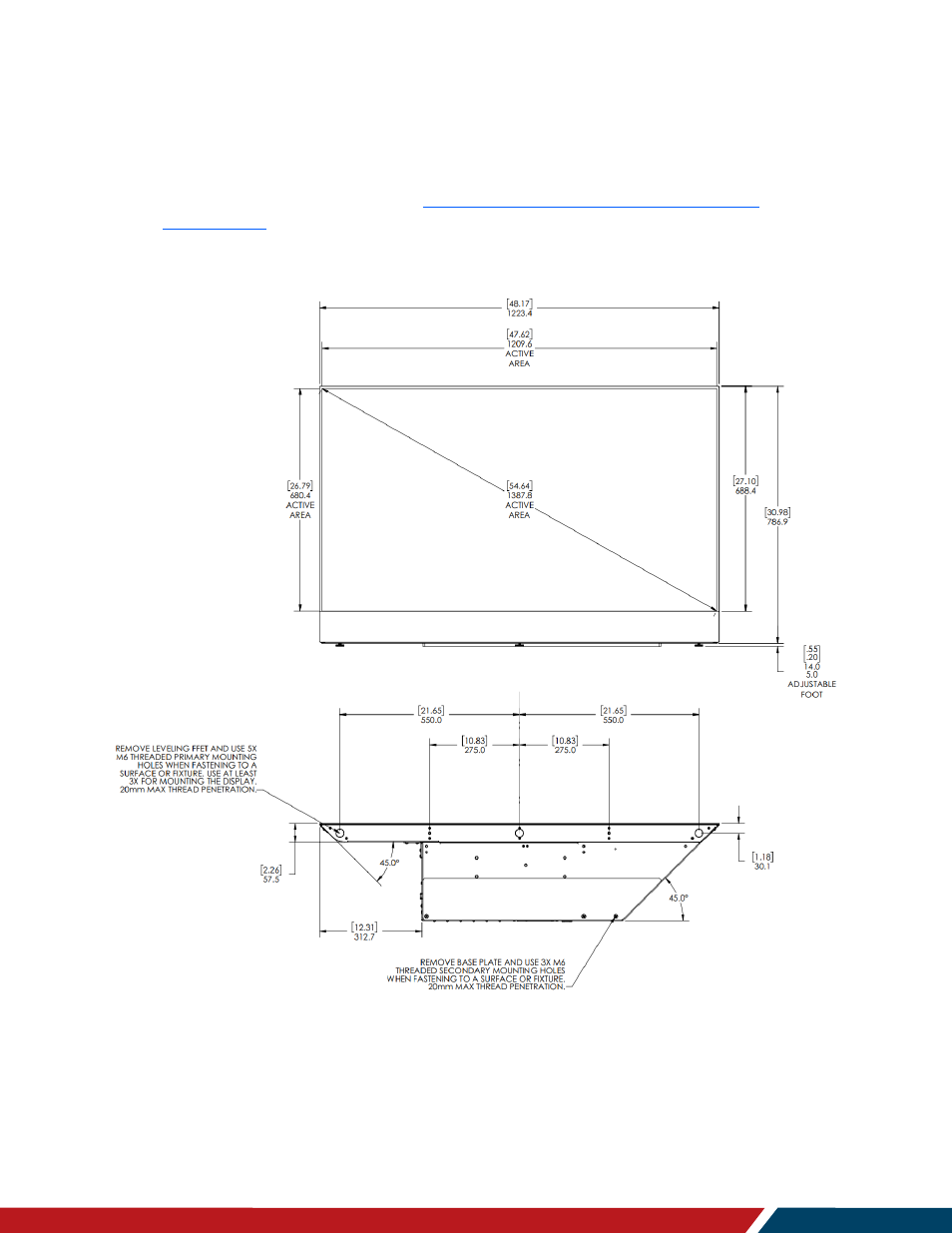 Line drawings, Standard design | Planar Systems LO552 55" Full HD Transparent OLED Commercial Monitor User Manual | Page 67 / 72