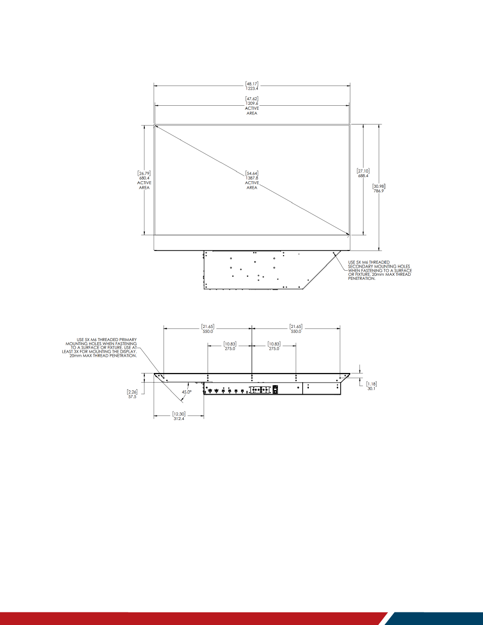 Straight mount design | Planar Systems LO552 55" Full HD Transparent OLED Commercial Monitor User Manual | Page 69 / 72