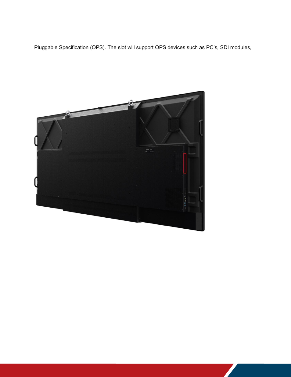 Installing ops expansion, 4 installing ops expansion | Planar Systems URW105 105" 5K 21:9 Ultra-Wide Commercial Monitor User Manual | Page 21 / 78