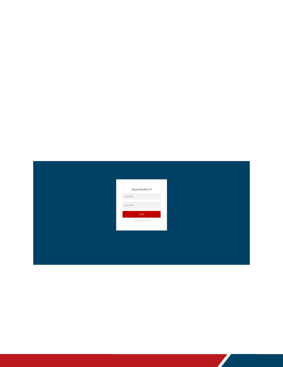 Login | Planar Systems URW105 105" 5K 21:9 Ultra-Wide Commercial Monitor User Manual | Page 58 / 78