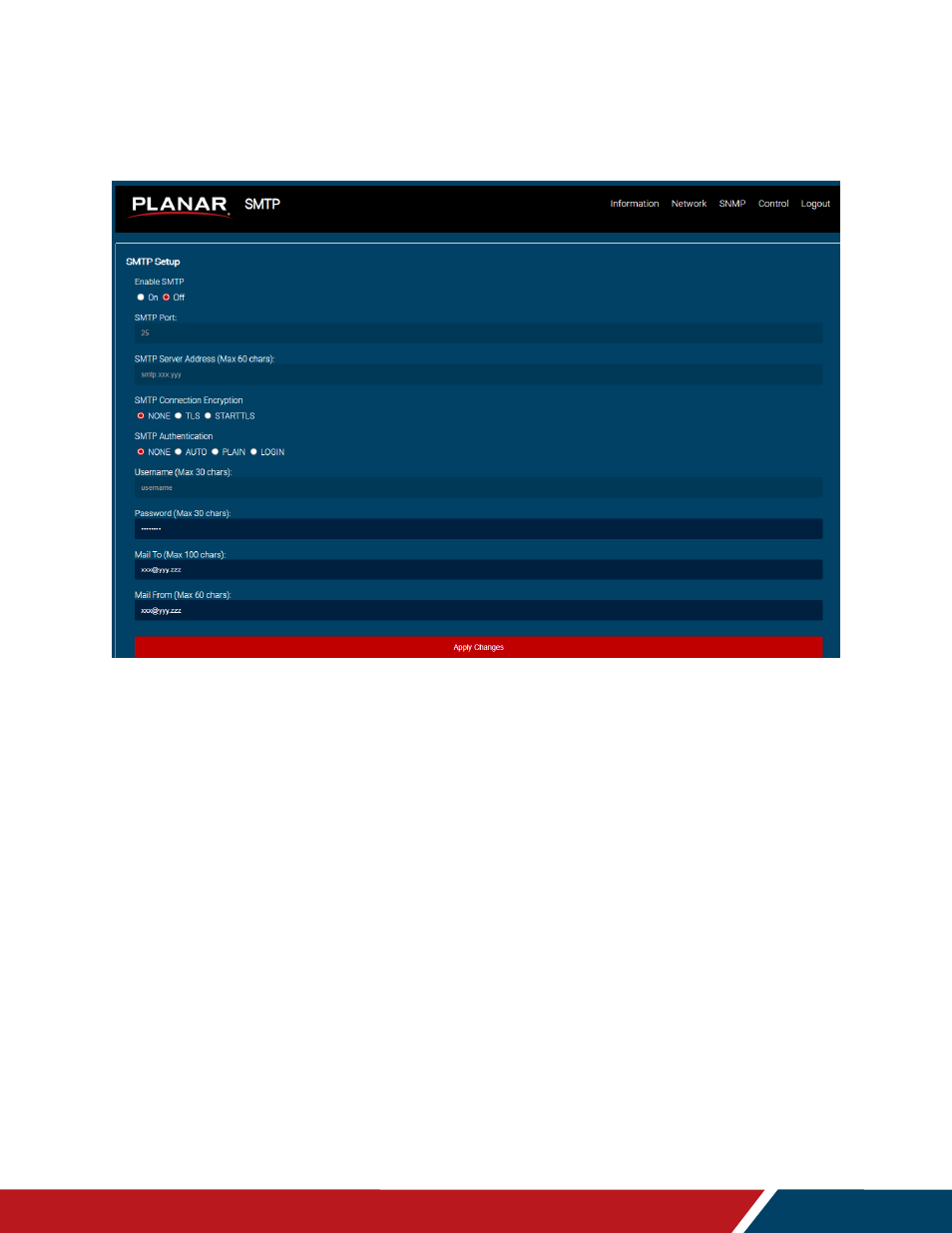 Smtp | Planar Systems URW105 105" 5K 21:9 Ultra-Wide Commercial Monitor User Manual | Page 60 / 78