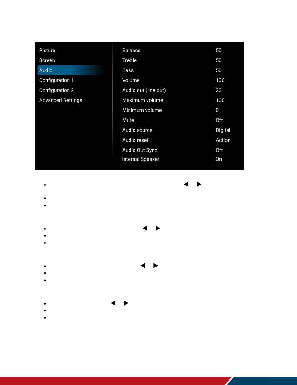 Audio, 3 audio | Planar Systems Simplicity Series SLM50 50" UHD 4K Commercial Monitor User Manual | Page 45 / 104