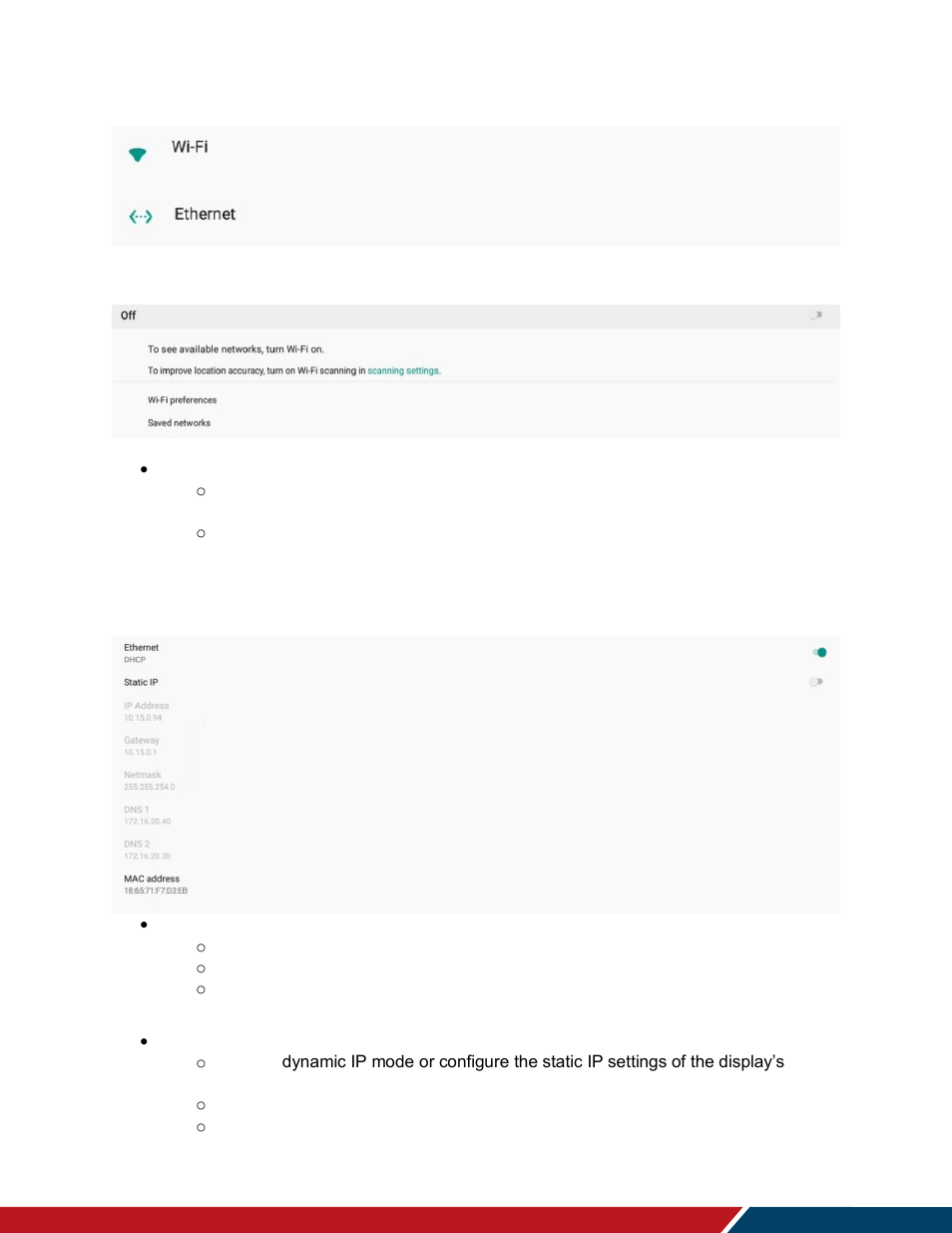 Network & internet | Planar Systems Simplicity Series SLM50 50" UHD 4K Commercial Monitor User Manual | Page 59 / 104