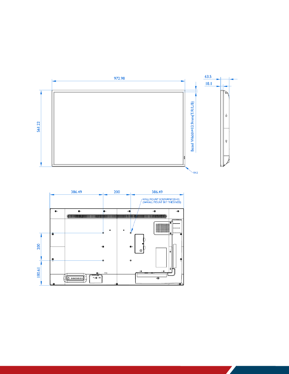 Dimensions, Slm43 | Planar Systems Simplicity Series SLM50 50" UHD 4K Commercial Monitor User Manual | Page 96 / 104