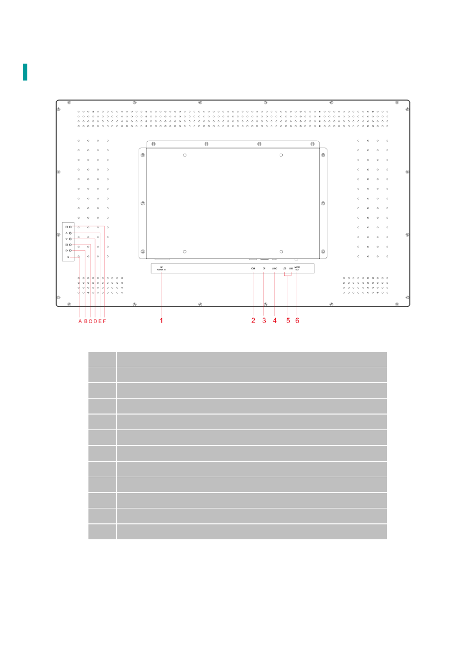 Rear view of the product | Planar Systems PT3270Q 31.5" 1440p Multi-Touch Monitor User Manual | Page 9 / 24