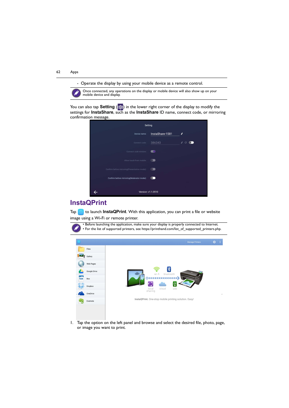 Instaqprint | BenQ RM8602K 86" Class 4K UHD Educational Touchscreen LED Display User Manual | Page 62 / 81