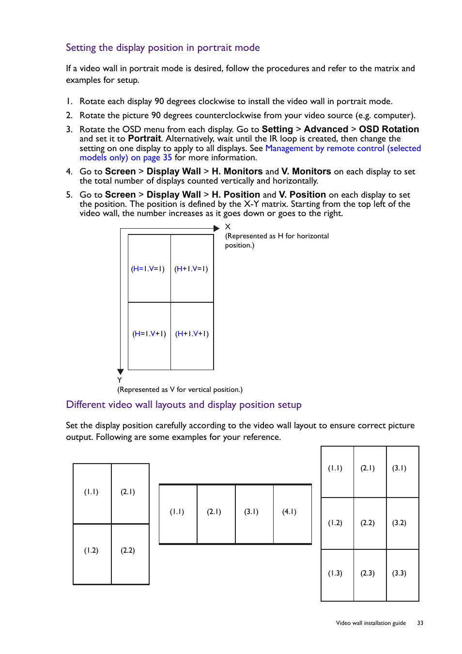Setting the display position in portrait mode | BenQ RM8602K 86" Class 4K UHD Educational Touchscreen LED Display User Manual | Page 33 / 107