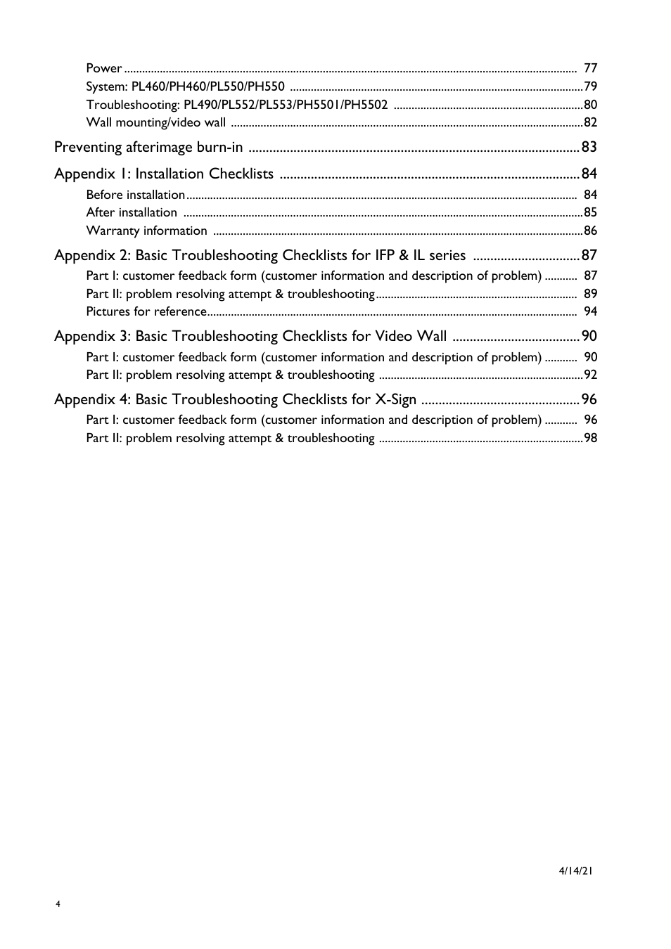 BenQ RM8602K 86" Class 4K UHD Educational Touchscreen LED Display User Manual | Page 4 / 107
