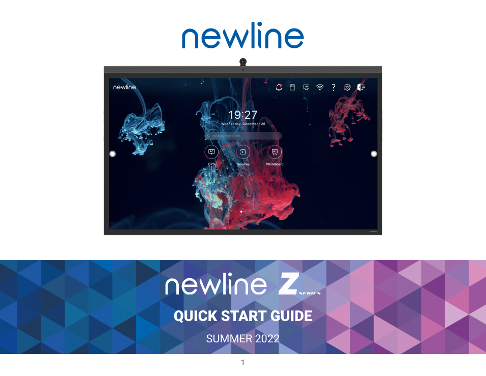 Newline Z Series TT-5522Z-UC 55" 4K PCAP Touchscreen Interactive Display with OPS Computer and 4K Camera User Manual | 14 pages