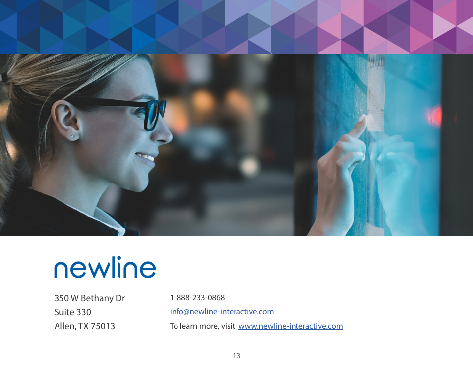 Newline Z Series TT-5522Z-UC 55" 4K PCAP Touchscreen Interactive Display with OPS Computer and 4K Camera User Manual | Page 14 / 14