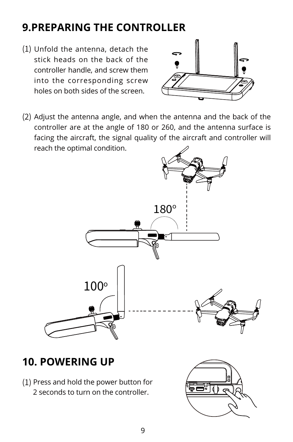 Preparing the controller 10. powering up | Autel Robotics EVO II Dual 640T Enterprise Bundle V3 Drone with Thermal Imaging User Manual | Page 10 / 17