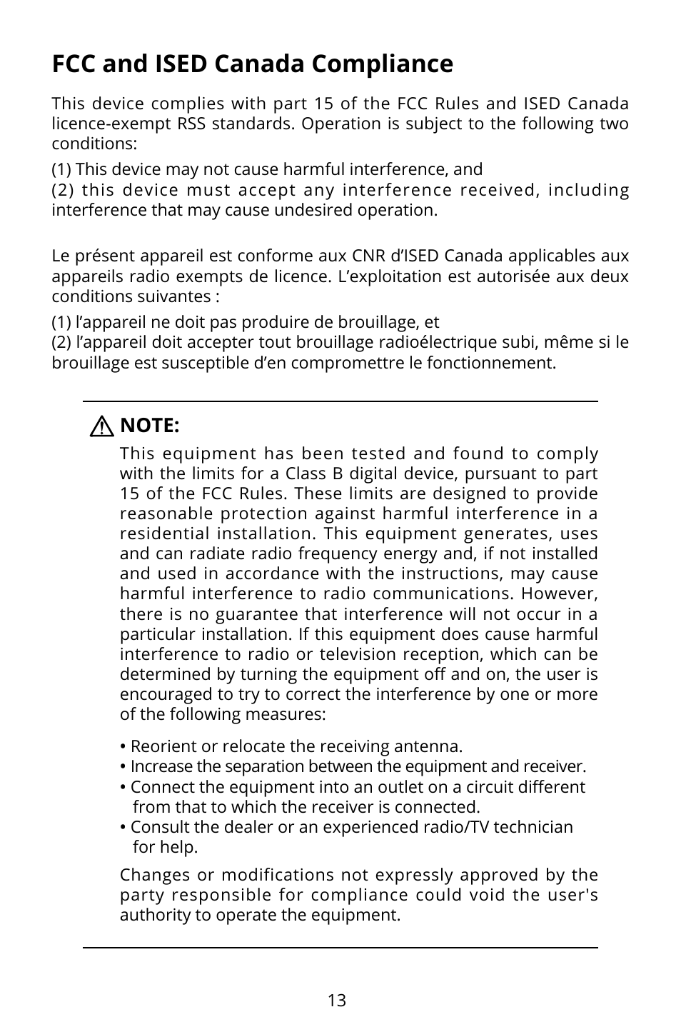 Fcc and ised canada compliance | Autel Robotics EVO II Dual 640T Enterprise Bundle V3 Drone with Thermal Imaging User Manual | Page 14 / 17