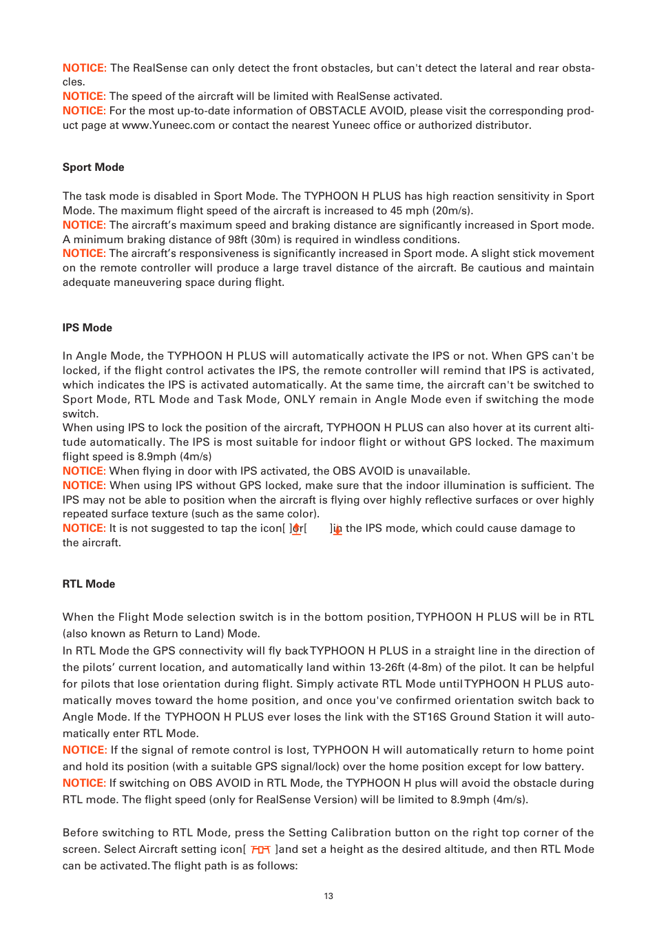 YUNEEC Typhoon H Plus Hexacopter User Manual | Page 13 / 28