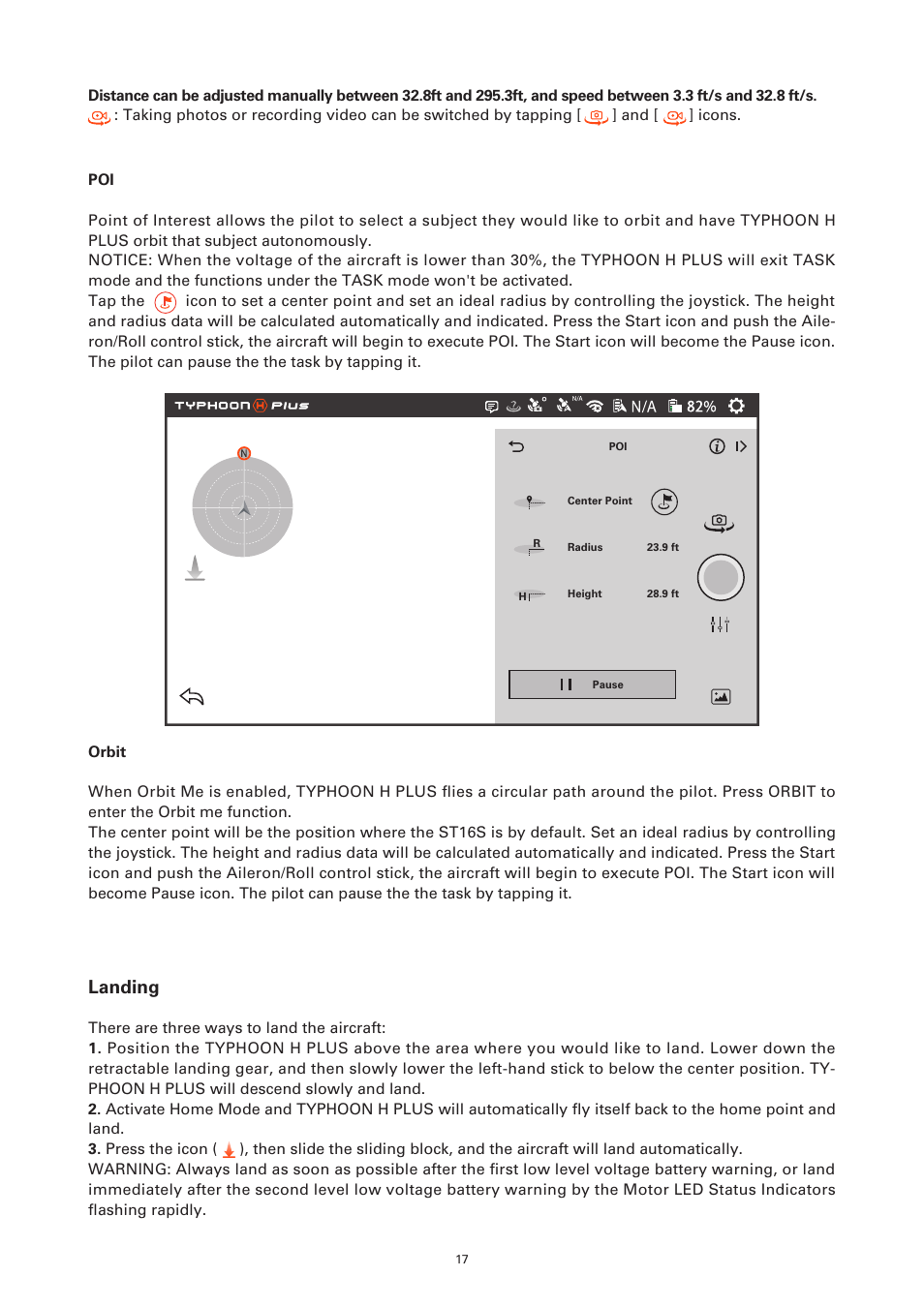 Landing | YUNEEC Typhoon H Plus Hexacopter User Manual | Page 17 / 28