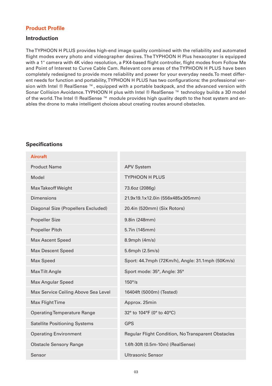 YUNEEC Typhoon H Plus Hexacopter User Manual | Page 3 / 28
