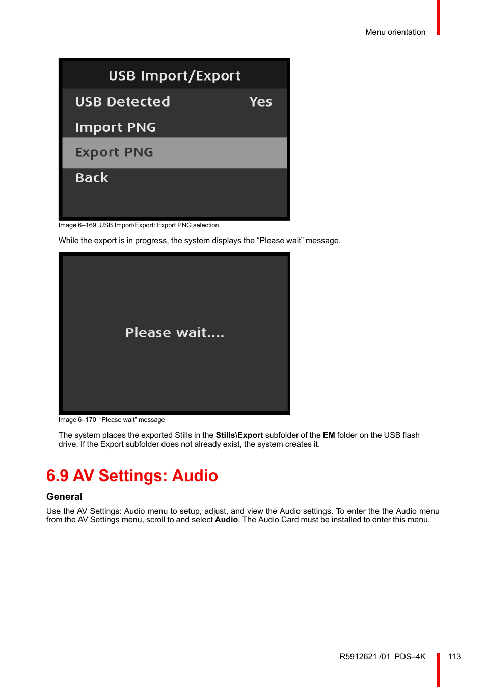 9 av settings: audio, Av settings: audio | Barco PDS-4K HDMI Presentation Switcher User Manual | Page 113 / 224