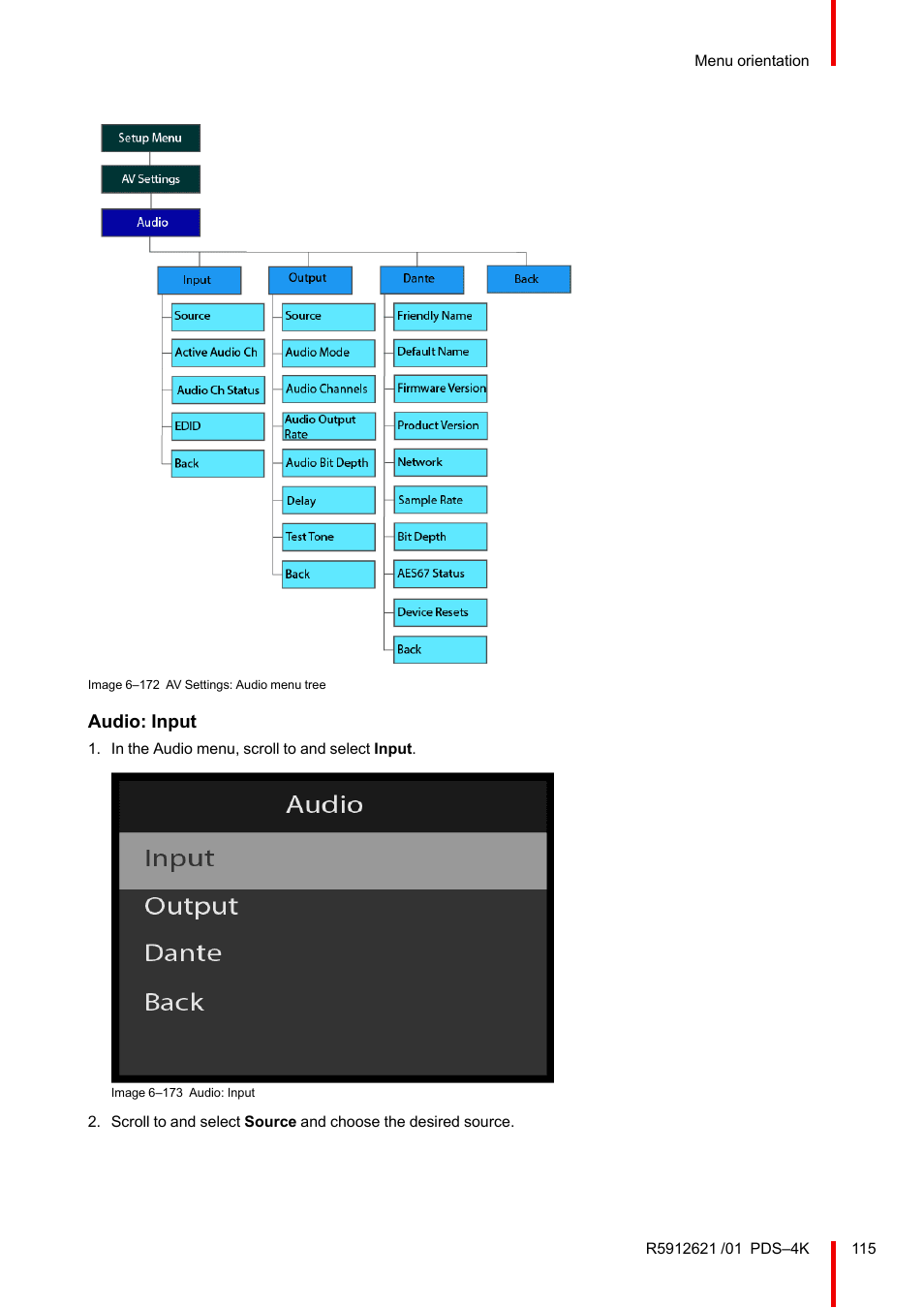 Audio: input | Barco PDS-4K HDMI Presentation Switcher User Manual | Page 115 / 224