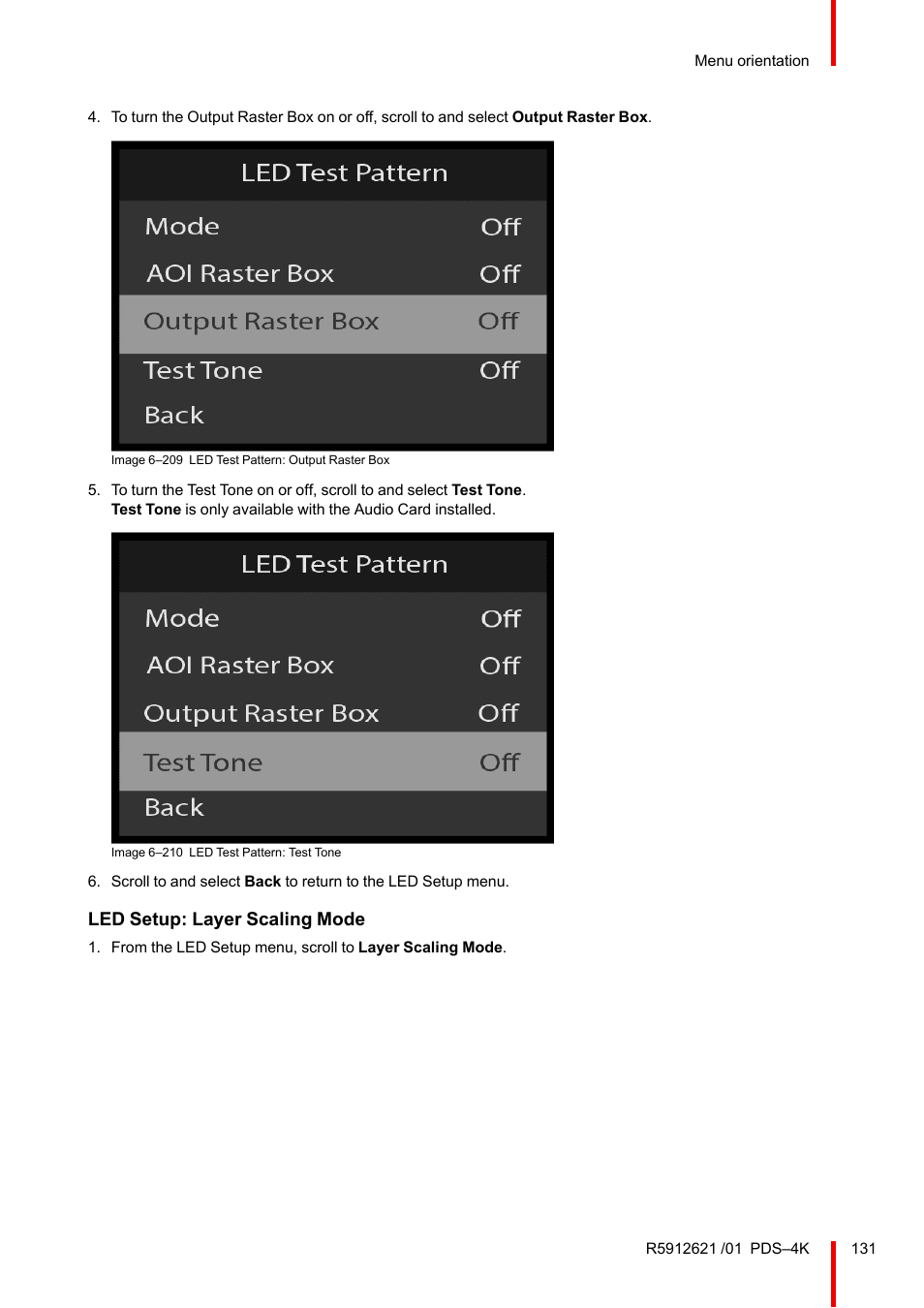 Led setup: layer scaling mode | Barco PDS-4K HDMI Presentation Switcher User Manual | Page 131 / 224
