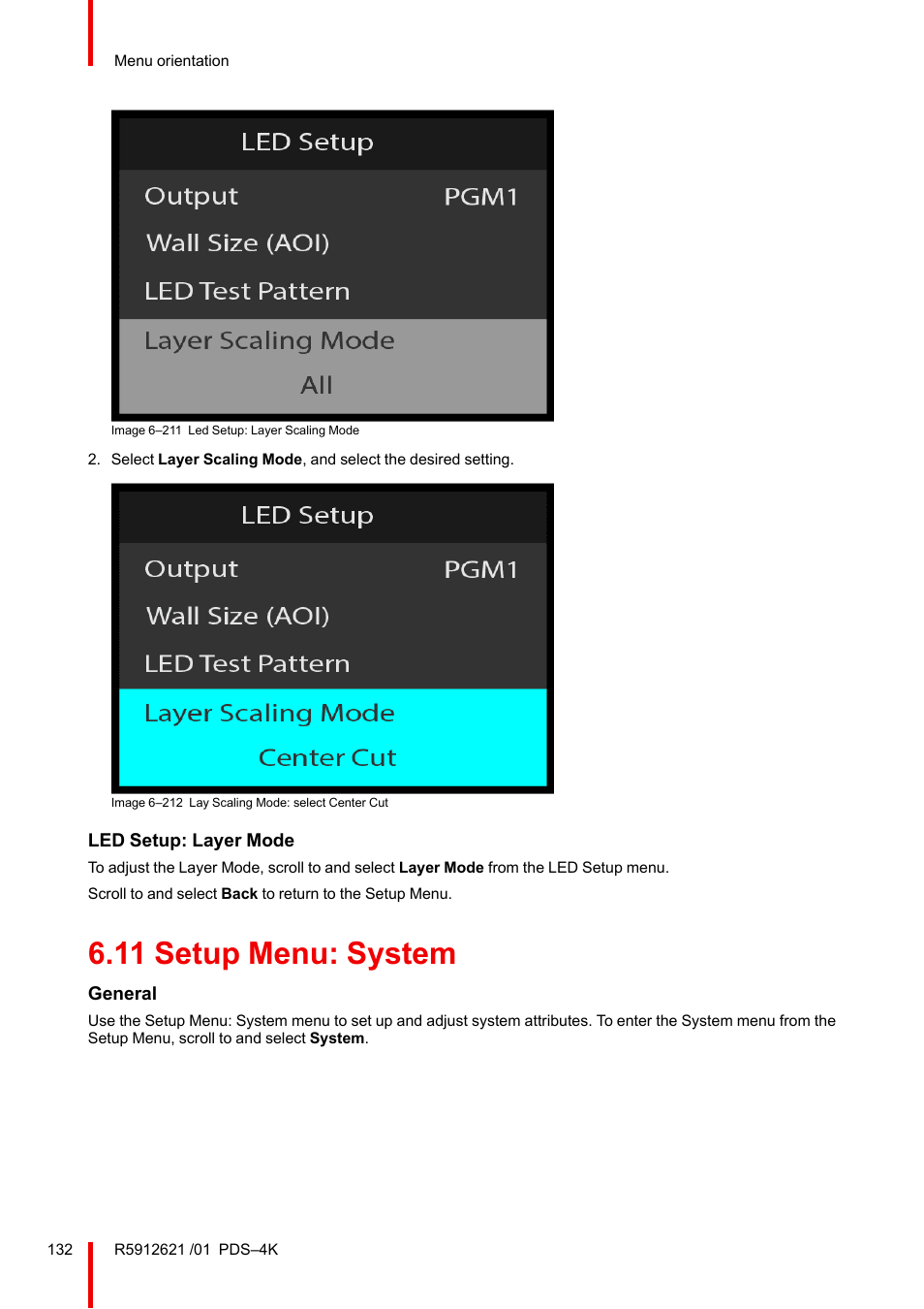 11 setup menu: system, Setup menu: system | Barco PDS-4K HDMI Presentation Switcher User Manual | Page 132 / 224