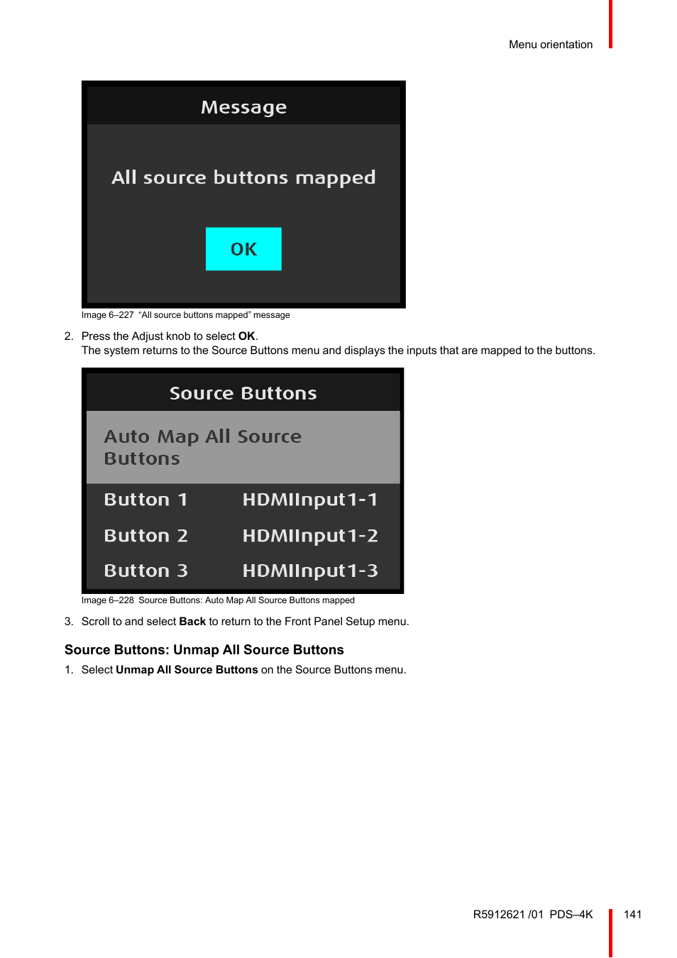 Source buttons: unmap all source buttons | Barco PDS-4K HDMI Presentation Switcher User Manual | Page 141 / 224