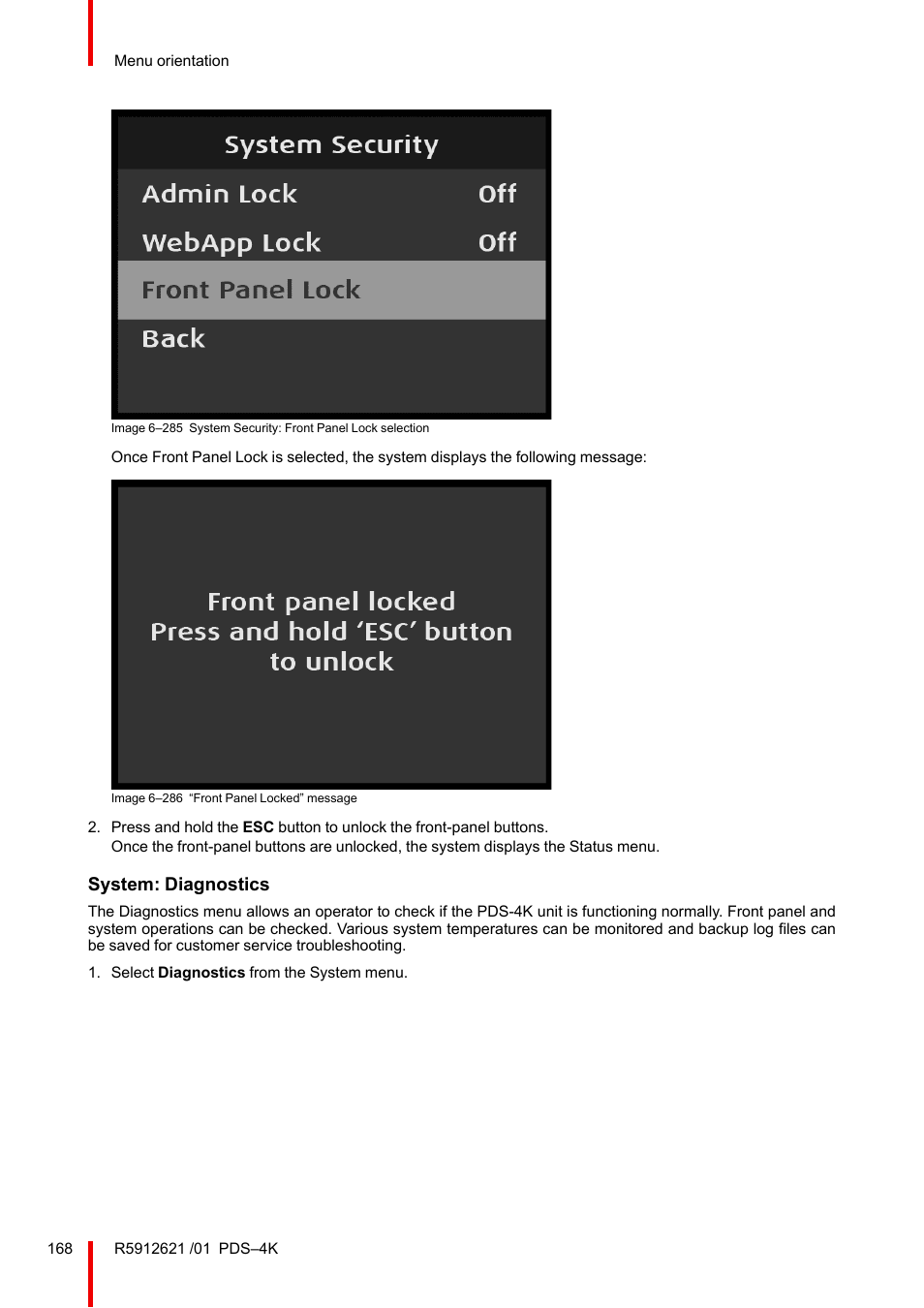 System: diagnostics | Barco PDS-4K HDMI Presentation Switcher User Manual | Page 168 / 224