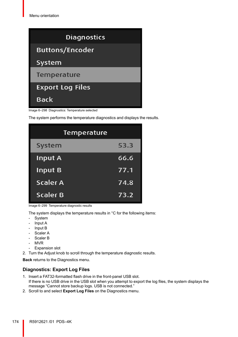 Diagnostics: export log files | Barco PDS-4K HDMI Presentation Switcher User Manual | Page 174 / 224