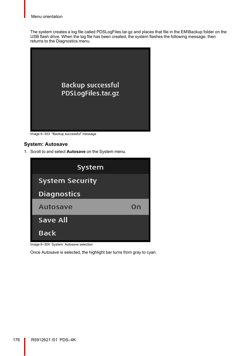 System: autosave | Barco PDS-4K HDMI Presentation Switcher User Manual | Page 176 / 224