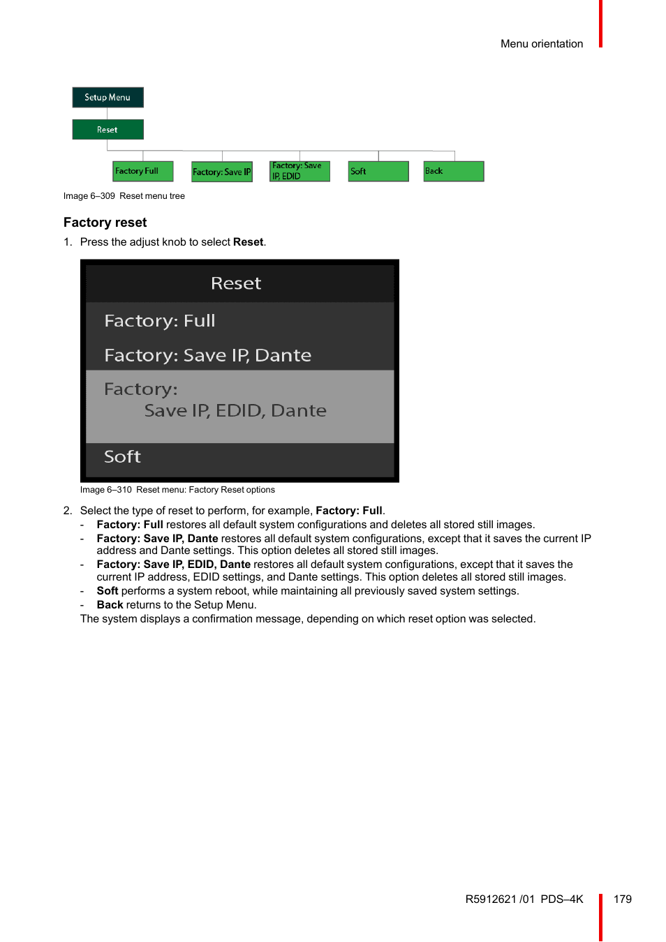 Factory reset | Barco PDS-4K HDMI Presentation Switcher User Manual | Page 179 / 224